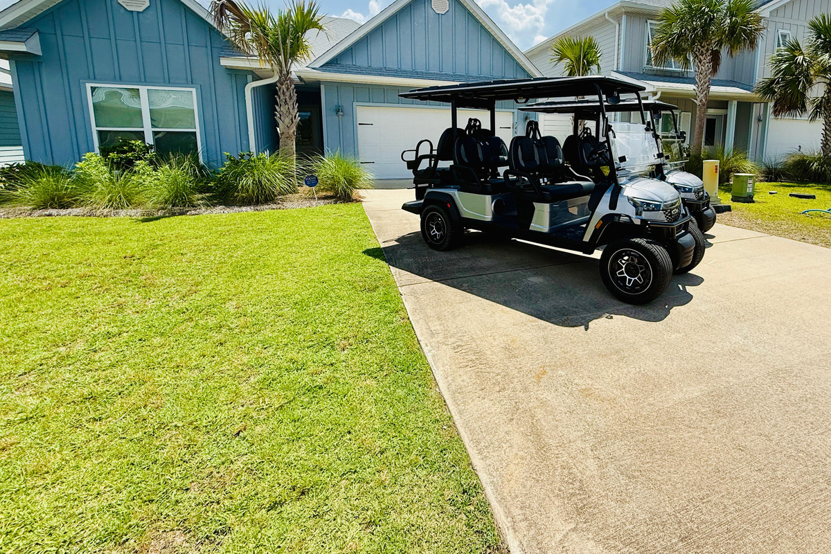 Navigate the area with ease using our 6-seater golf cart, included with your stay. 