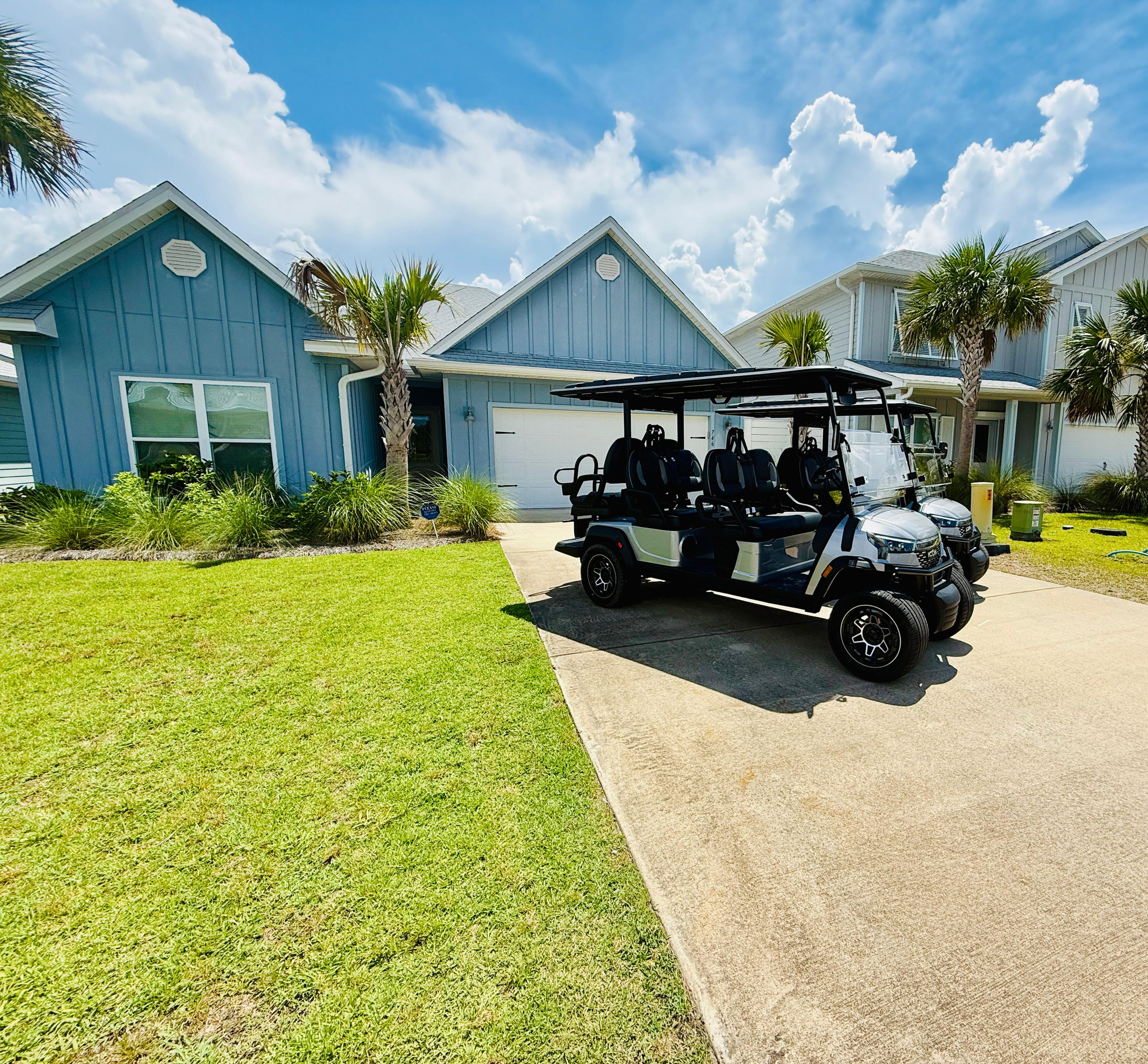 Navigate the area with ease using our 6-seater golf cart, included with your stay. 