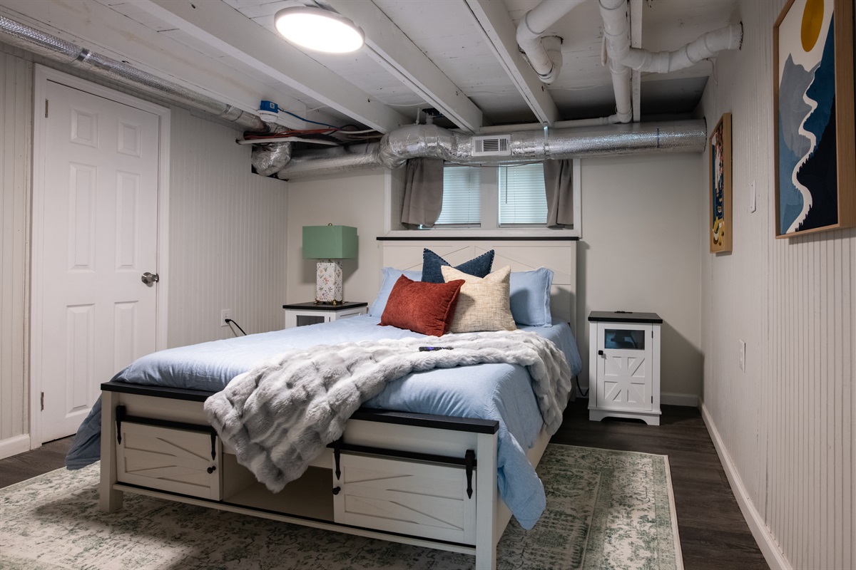 A serene bedroom featuring soft textures and a calming color palette.