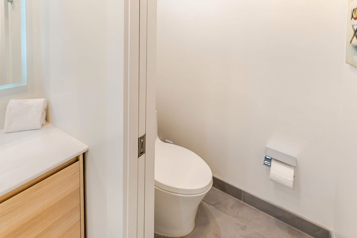 Separated, Private Toilet Stall with Pocket Door
