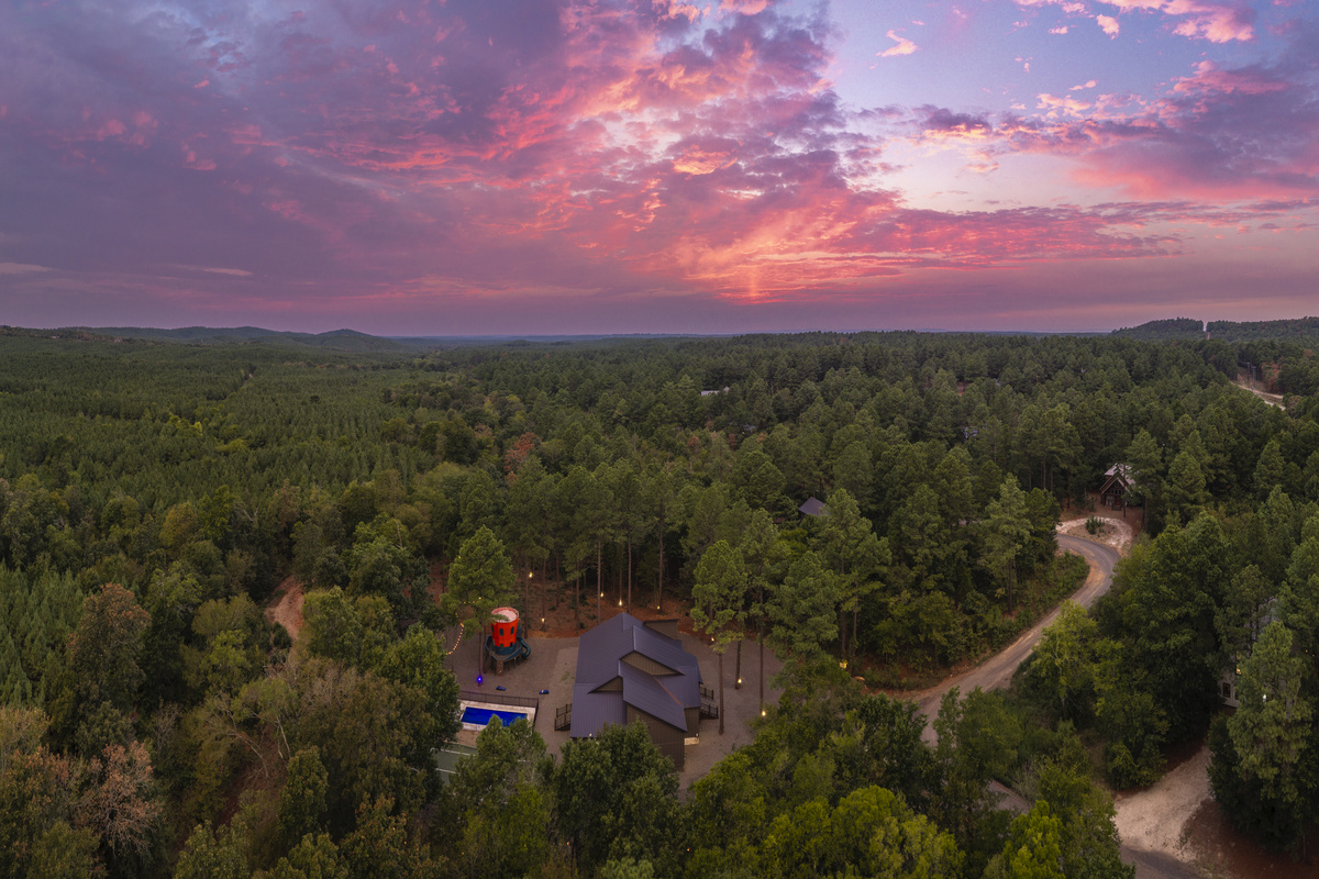 Nothing but the National Forest behind the cabin.