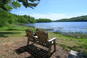 Private waterfront behind the cabin
