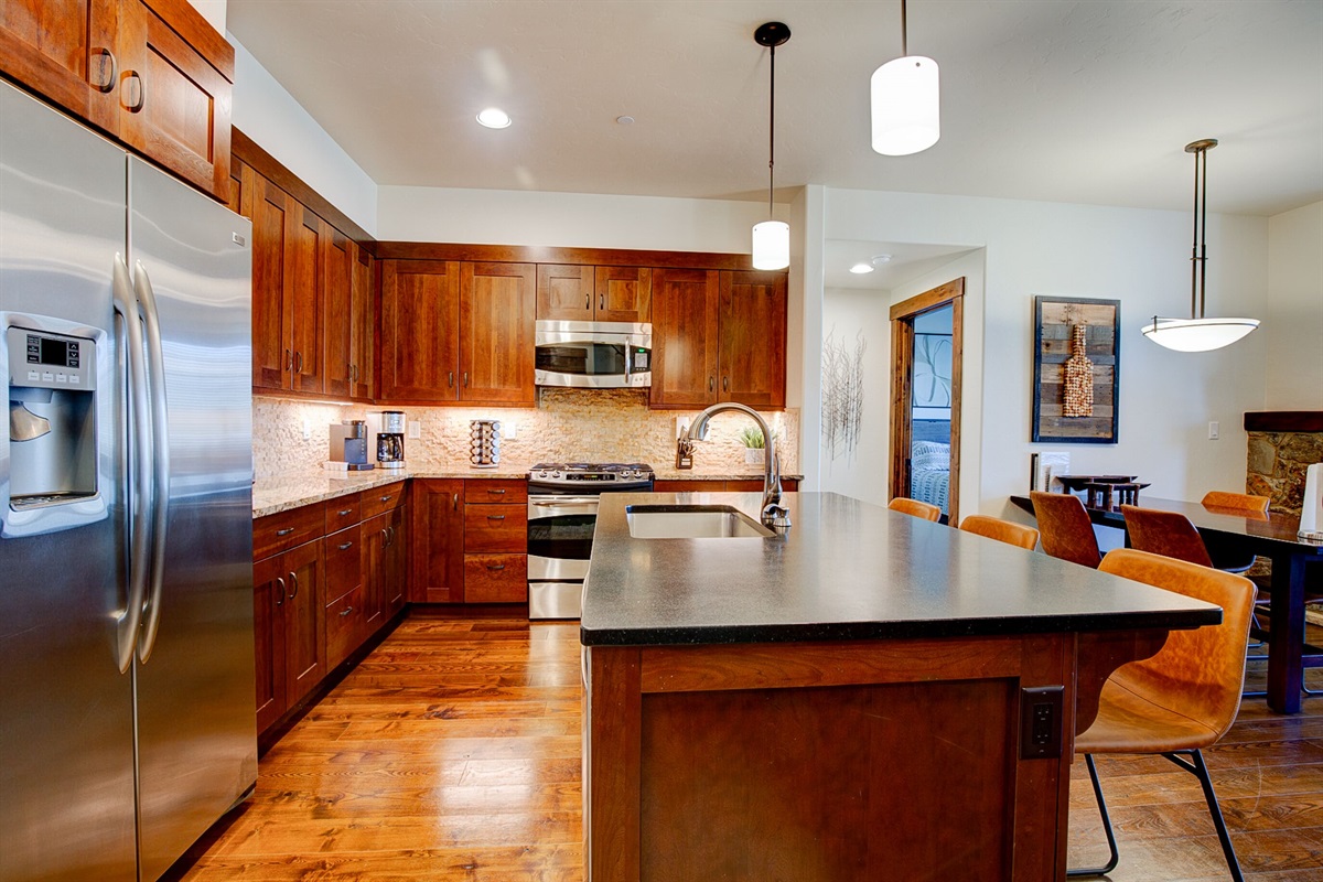 Keurig K-cup & Cuisinart coffee makers,   gas stove and stainless appliances.