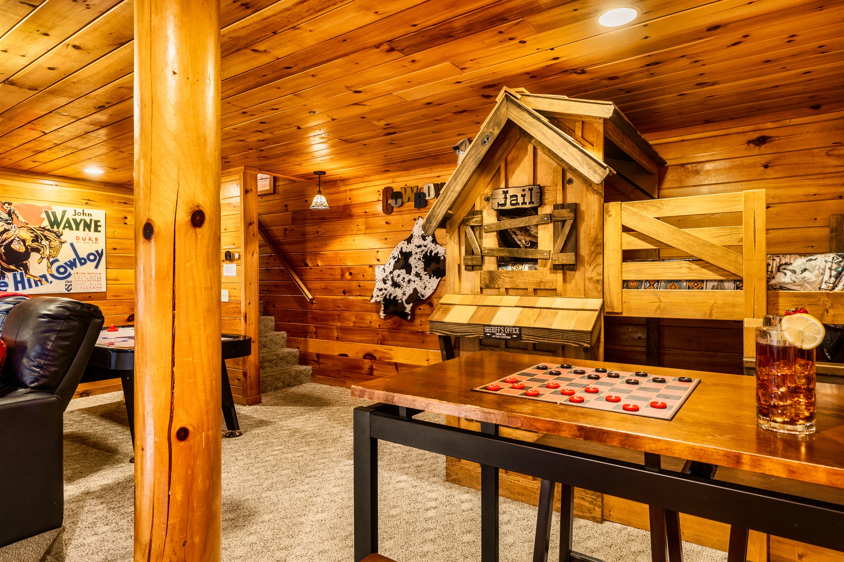 Custom "Jail Cabin" bunkbed.  Two full-sized bunks, sleeps 4.