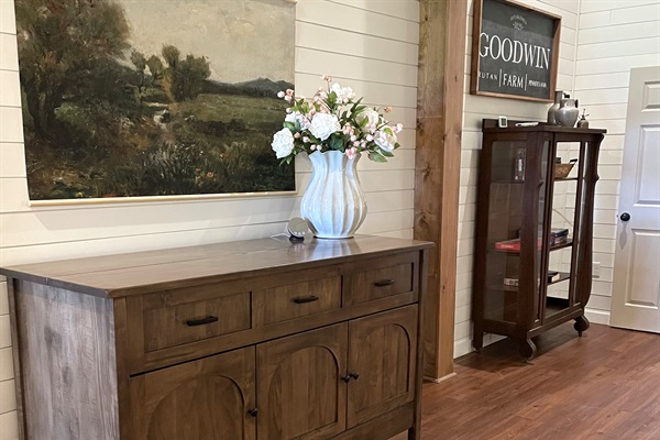 Cabinet bed (closed) in great room, easily opened for additional sleeping space.