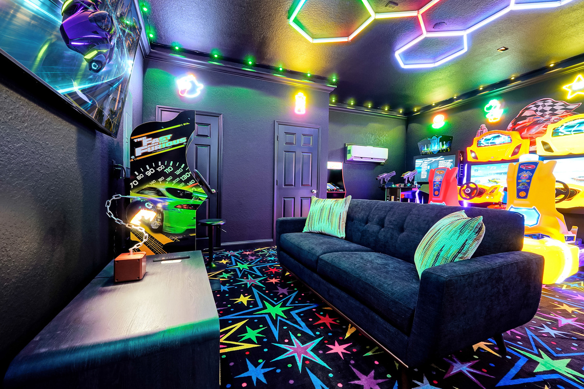 Neon arcade game room