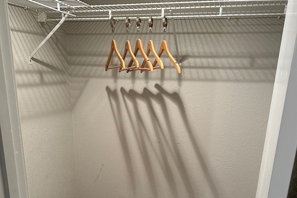 Large closet in the Master BR to hide some of the beach clutter during your stay