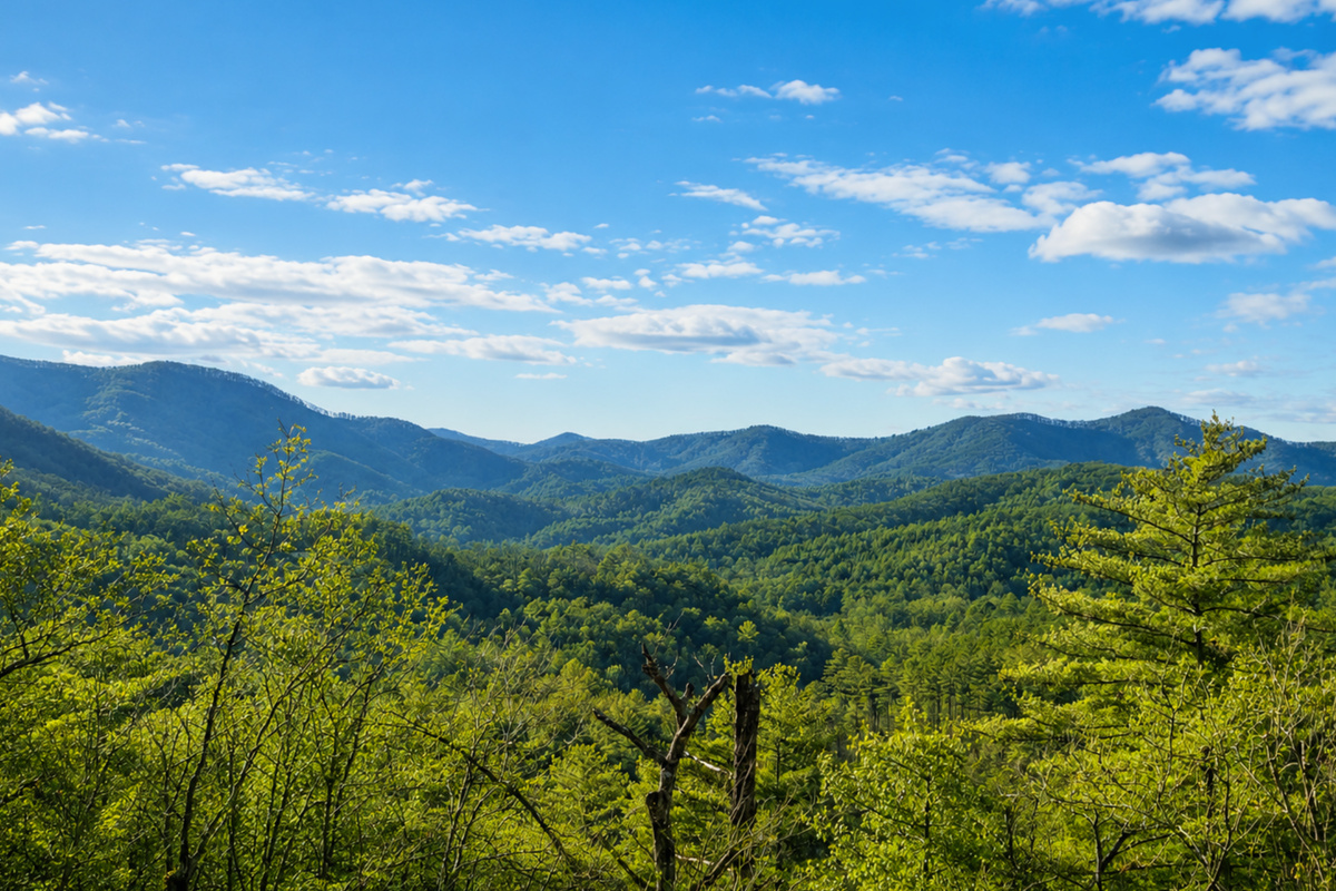 Rolling ridges, layered blues, a sense of calm that lingers.