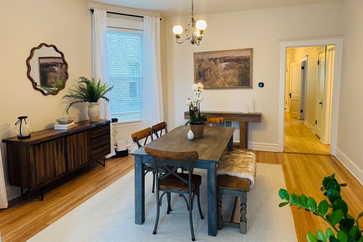 Spacious dining room ideal for family meals and gatherings.
