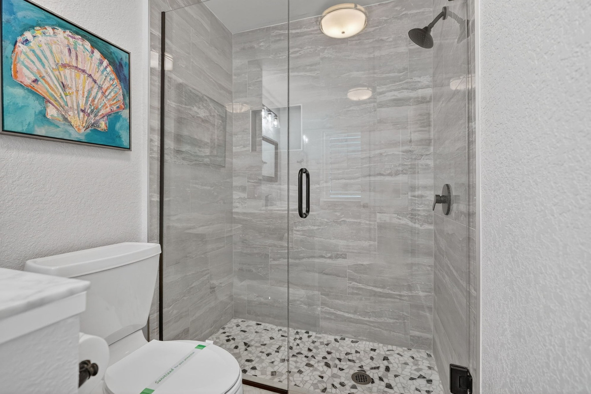 Bathroom with glass shower