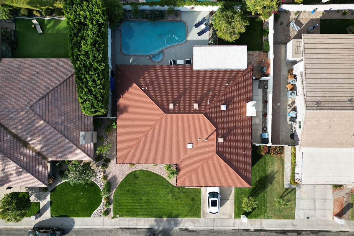 Drone shot from above the house