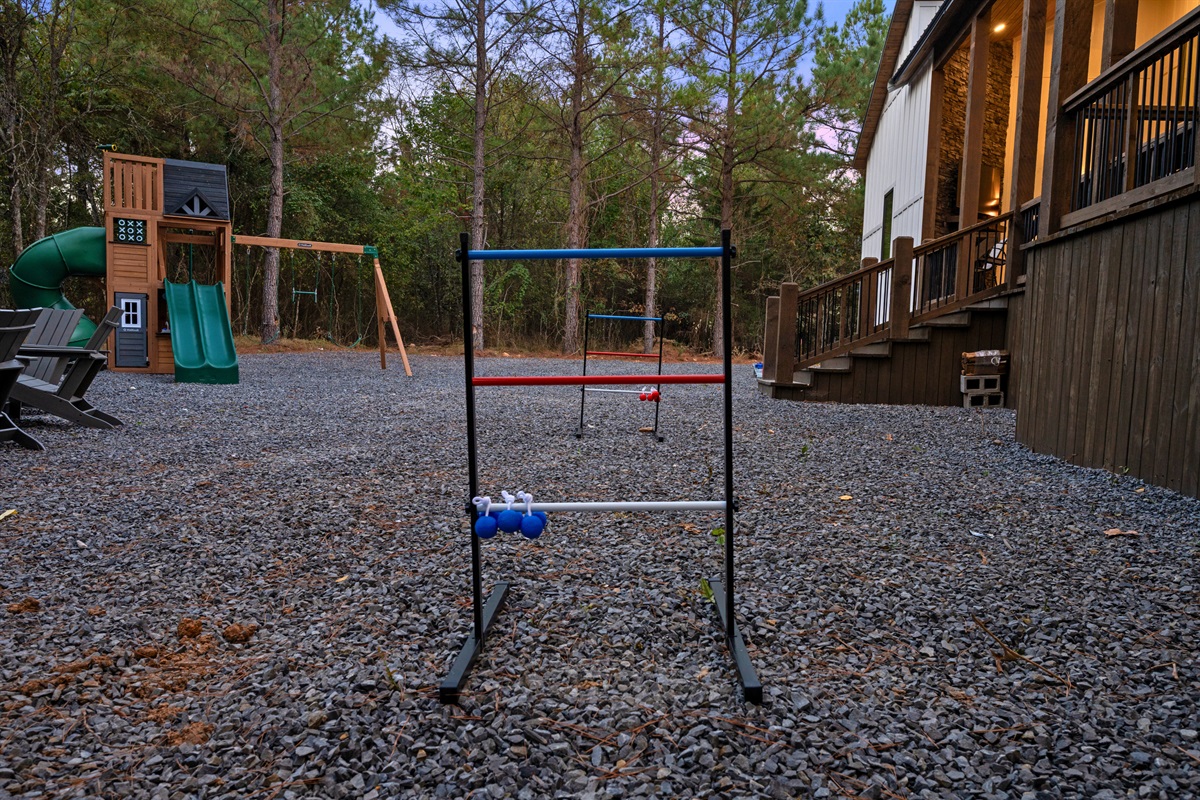 Ladder toss and other yard games make it easy to fill afternoons with laughter and friendly competition.