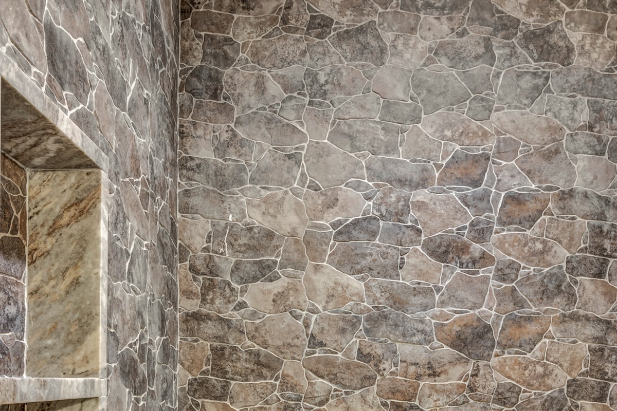 Primary Bathroom with stone shower