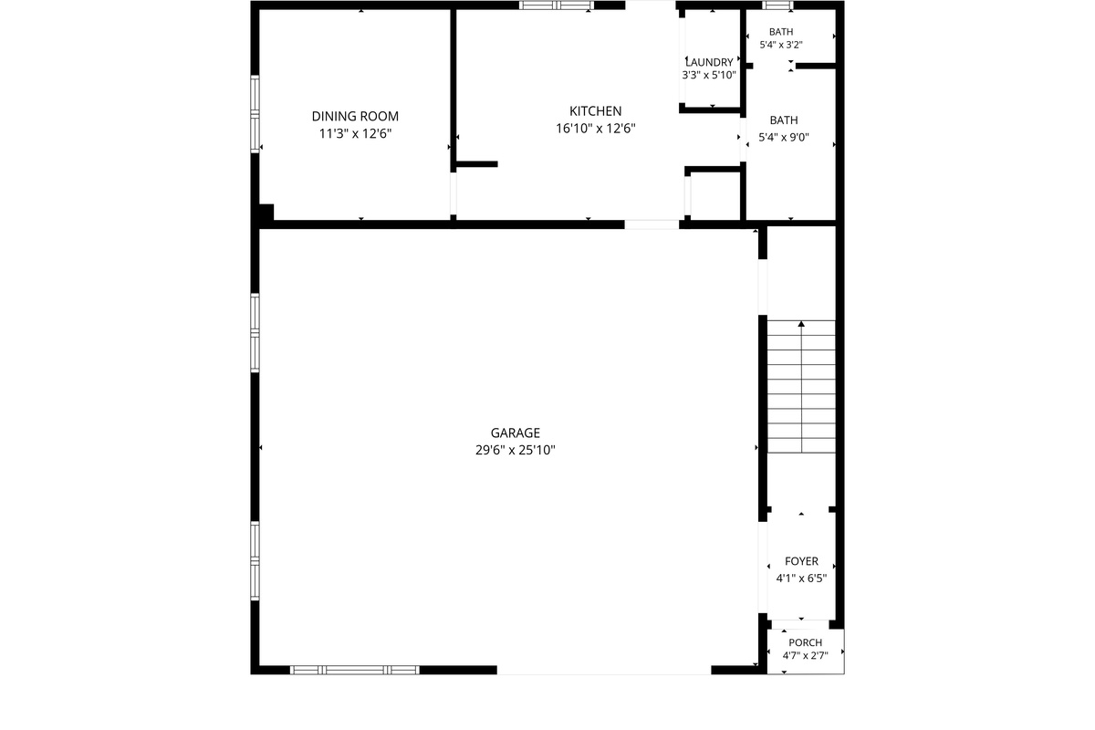 Lower level — the huge Flamingo Fun Room plus bedrooms and baths. Side A sleeps 11 on its own, or 20 when you add Side B through the upstairs adjoining door.
