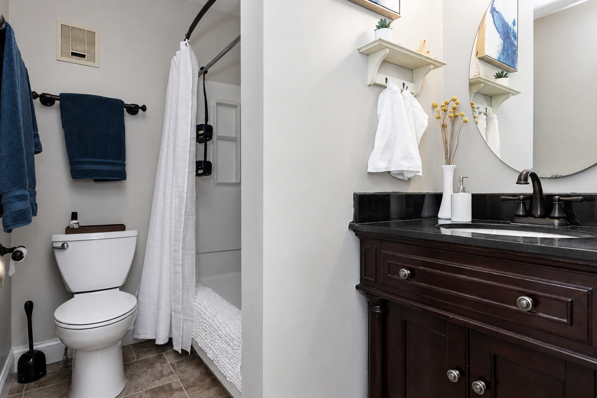 Clean, modern bathrooms stocked with essentials