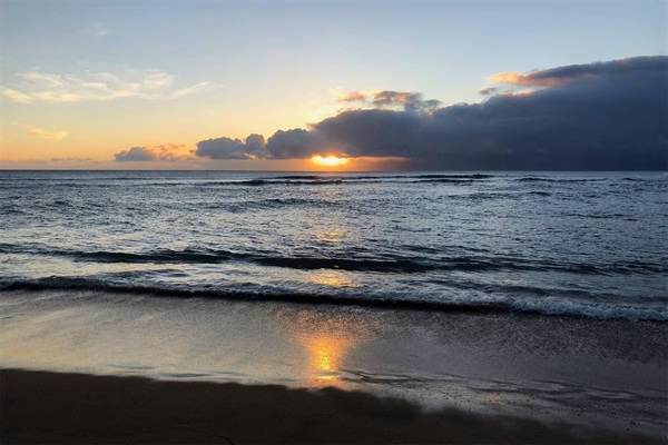 Sunset on the private beach