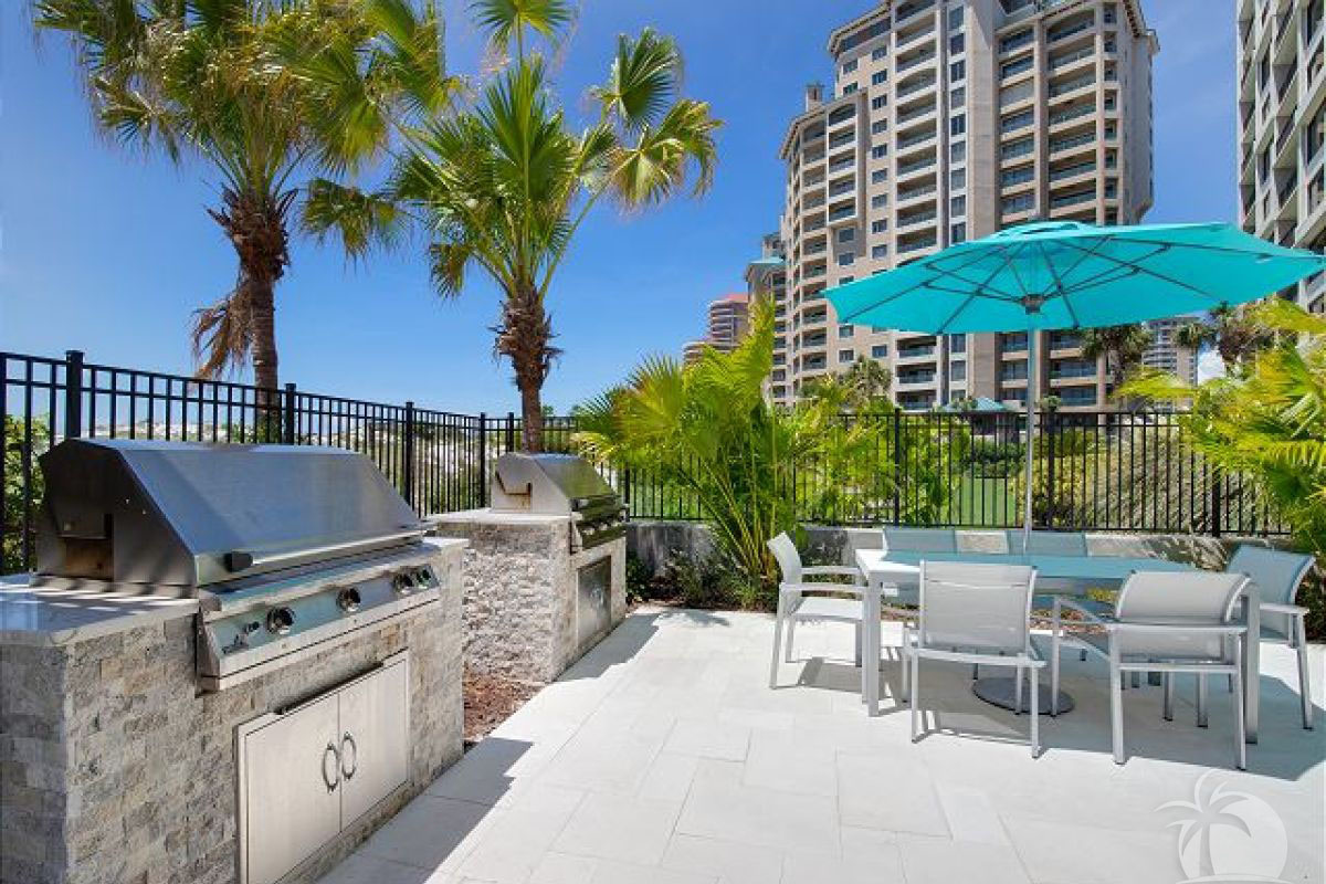 Outdoor grilling stations for guest use