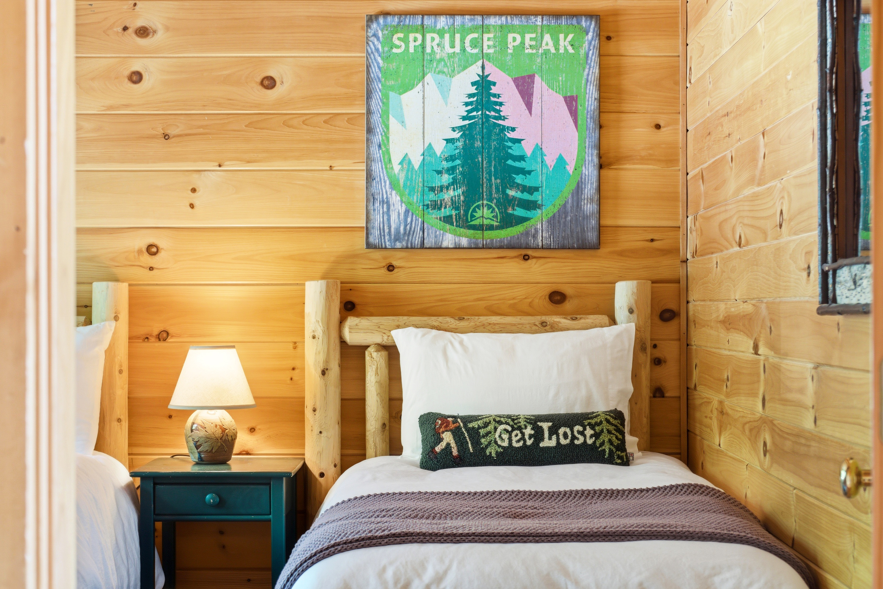 Wake up surrounded by cozy mountain lodge décor and natural wood craftsmanship.