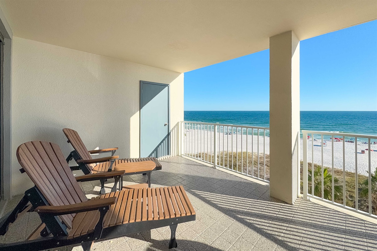 Your private front-row seat to paradise. Start your morning coffee or enjoy an evening sunset from this spacious balcony, offering an unobstructed, breathtaking view of the Gulf. This is where you disconnect and recharge.