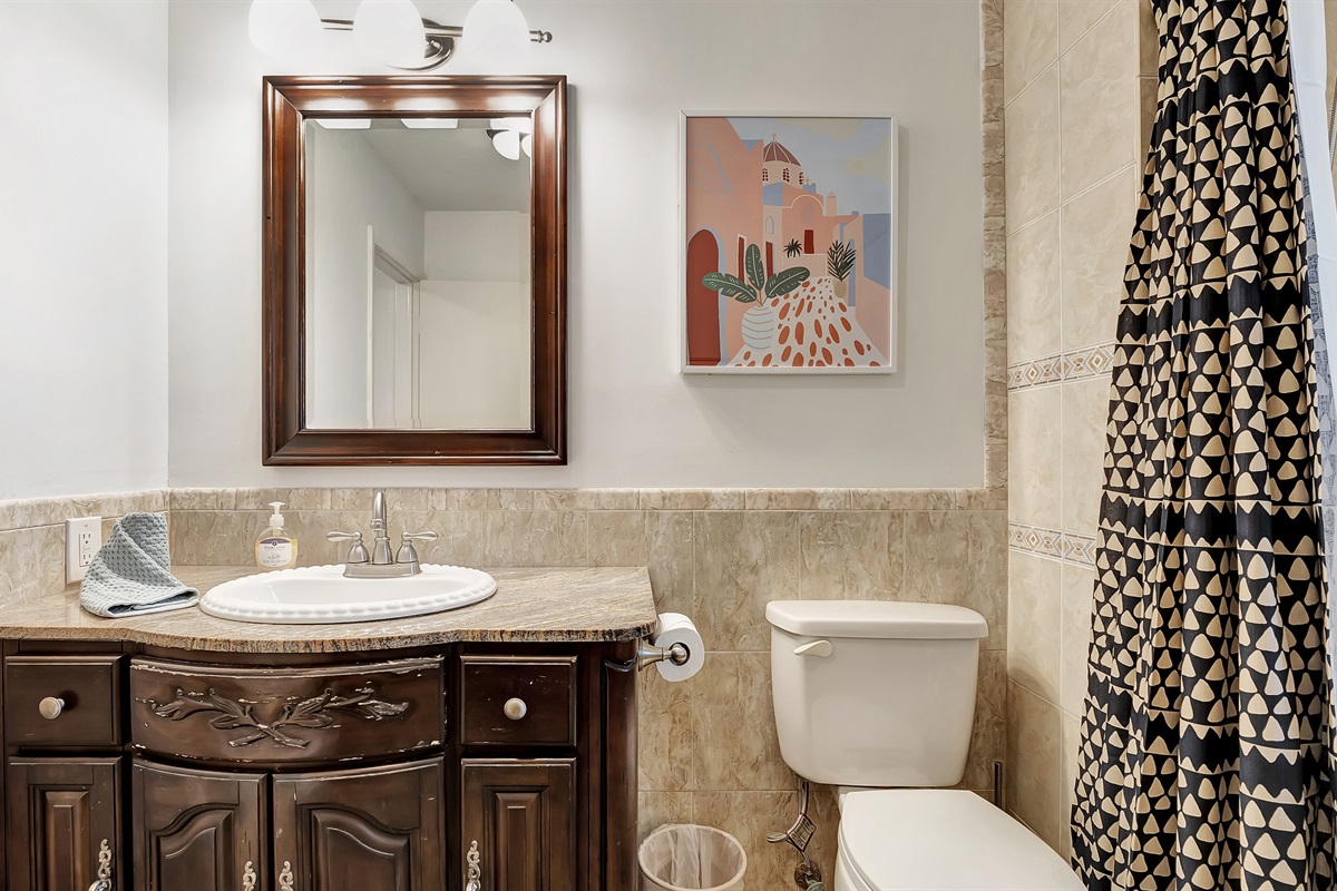 One of the two full bathrooms