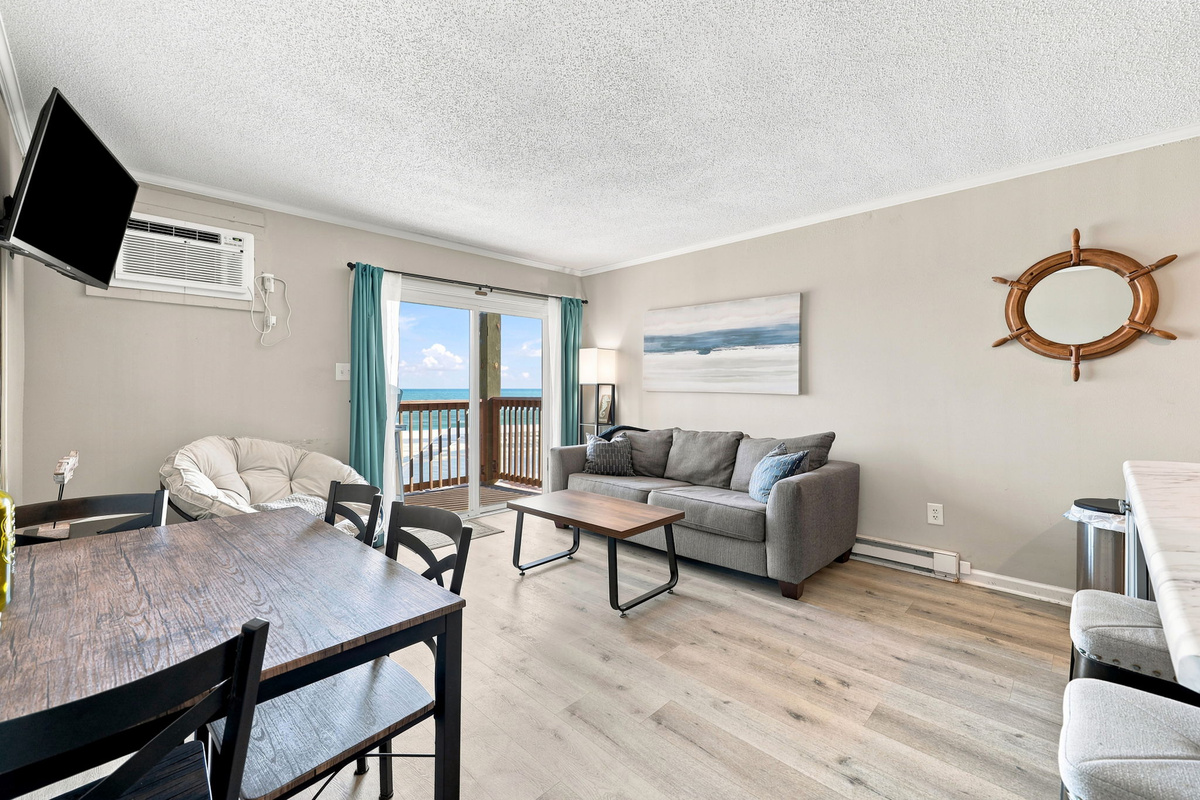 A thoughtfully designed layout brings the kitchen, dining, and living areas together for effortless vacation living