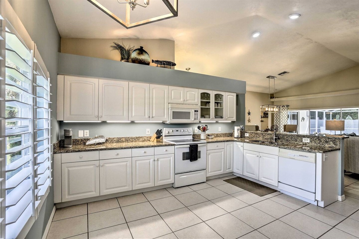 Well stocked kitchen.