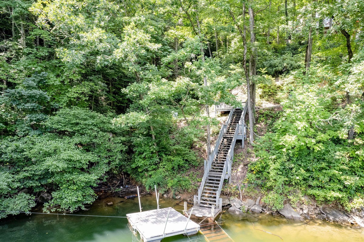 The dock area. Please note the dock will not be available September through Mayas the TVA drains Fontana Lake each year.