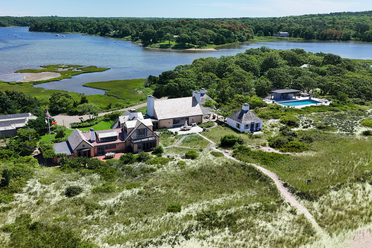 The compound and its private beach from above