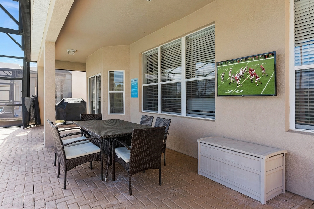 Watch the game from the pool or lanai!