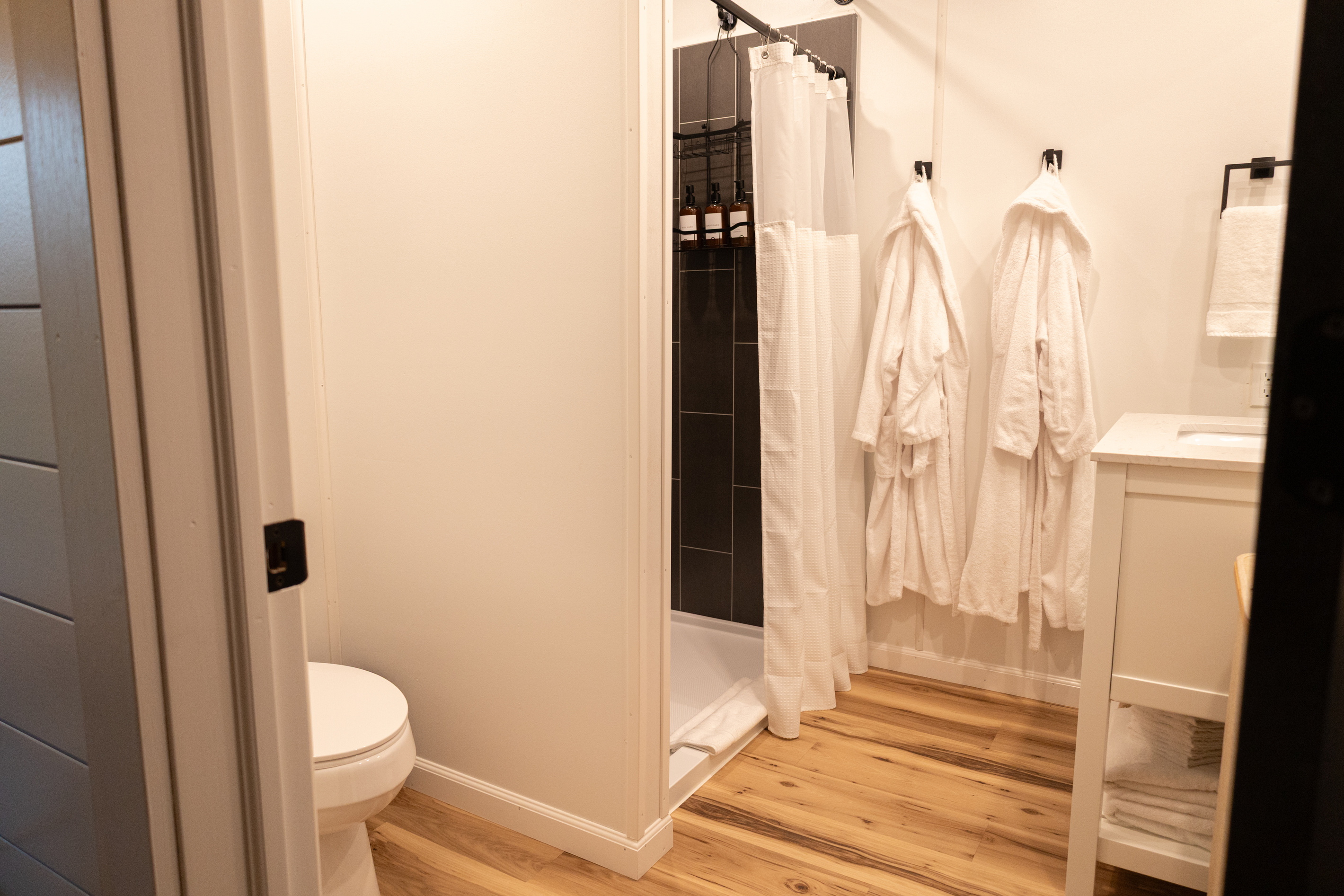 full bathroom. bathrobes provided