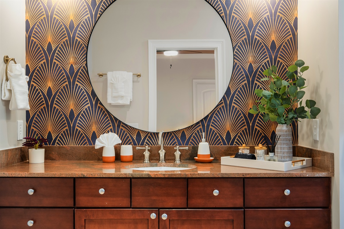 Stylish bathroom with double vanity - clean, modern finishes throughout the home