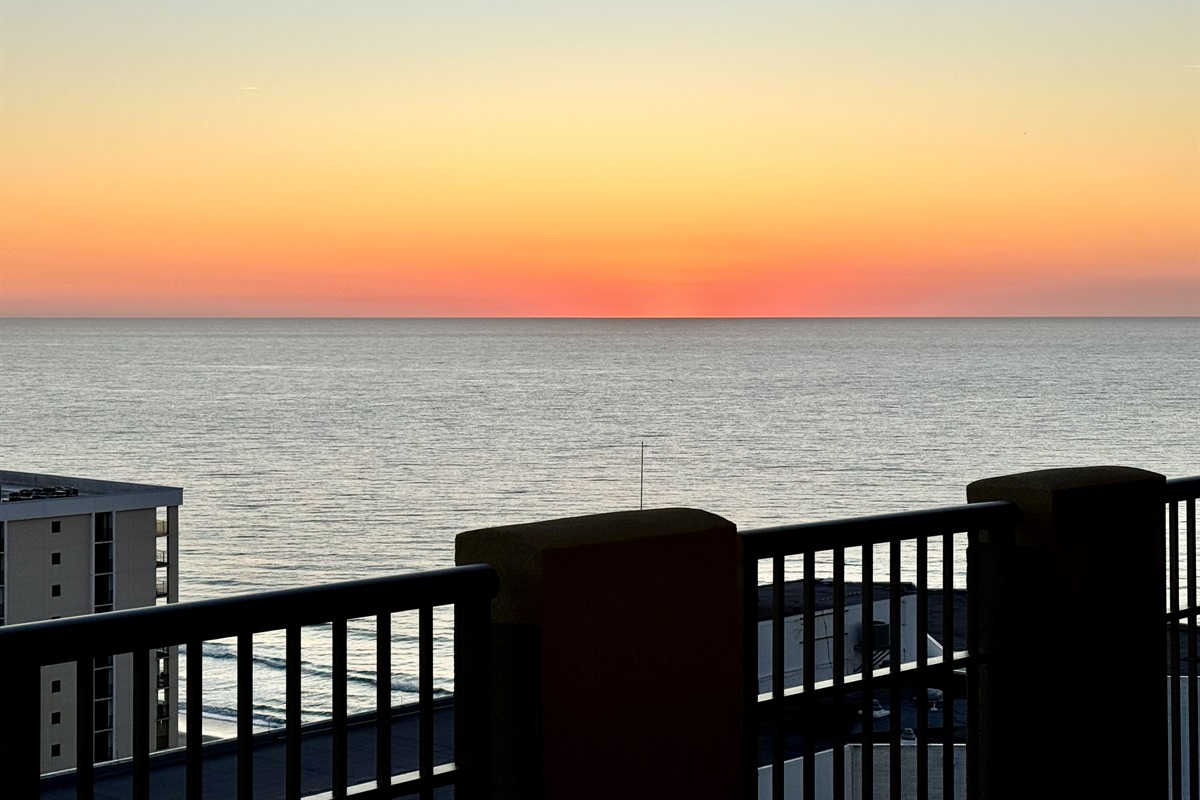 Sunrise from balcony & Main Bedroom