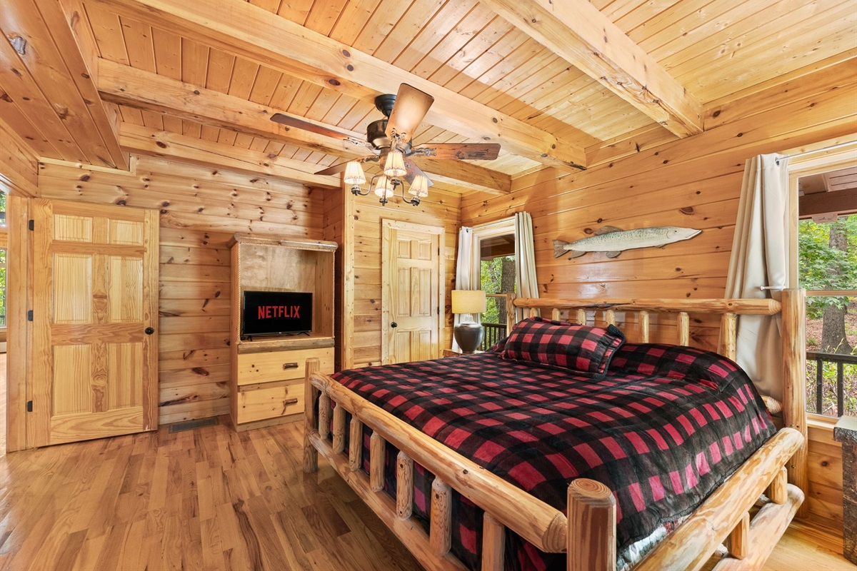 Spacious master suite designed for restful nights after mountain adventures.