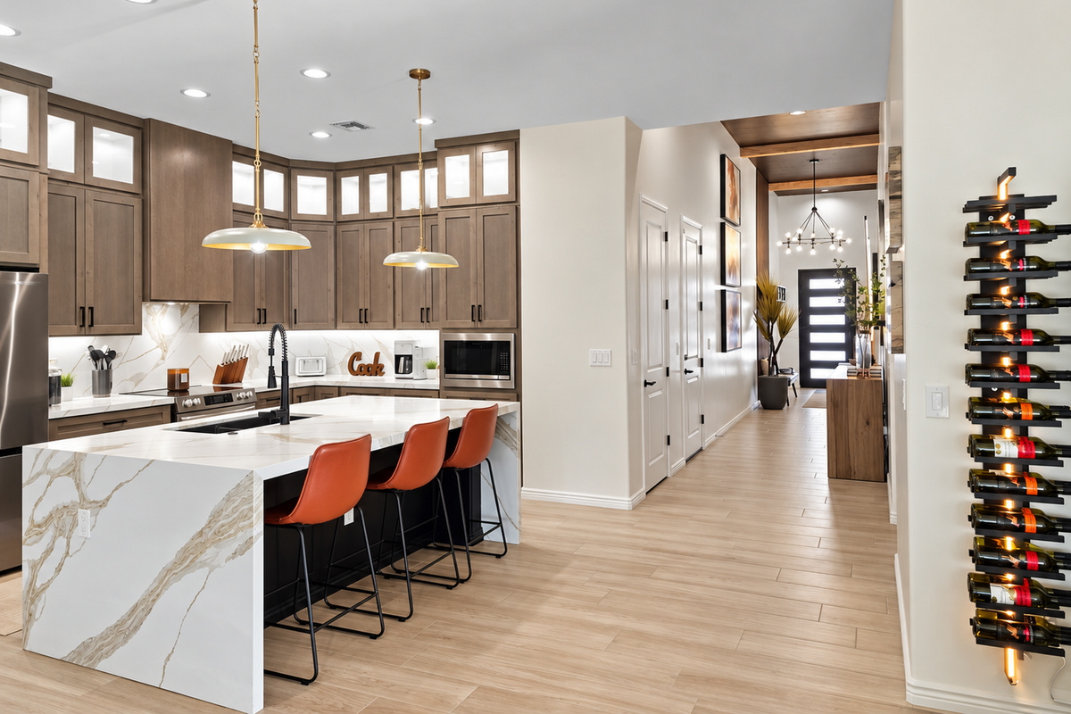 Spacious layout with plenty of room between living and dining spaces.