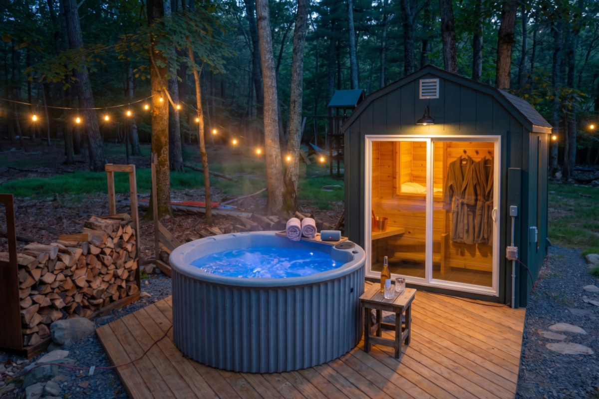 You own wellness spa - hot tub and custom-built Finnish Sauna