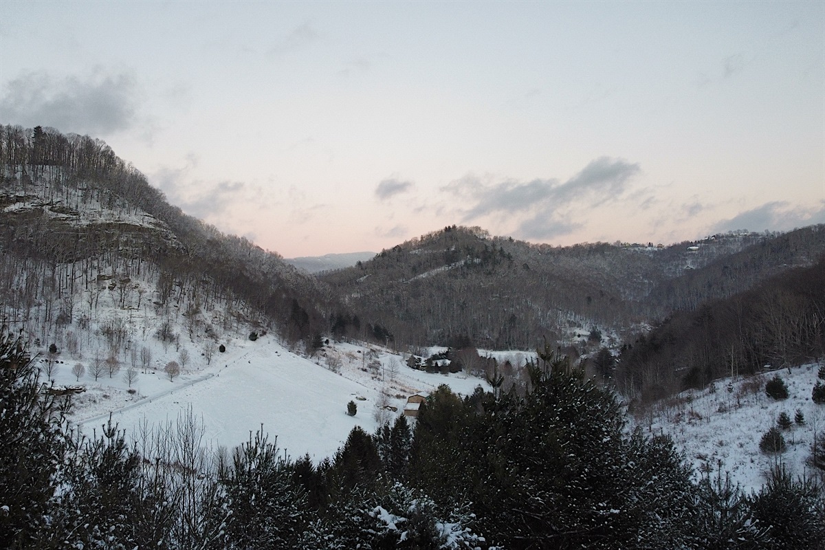 Valley view in the snow