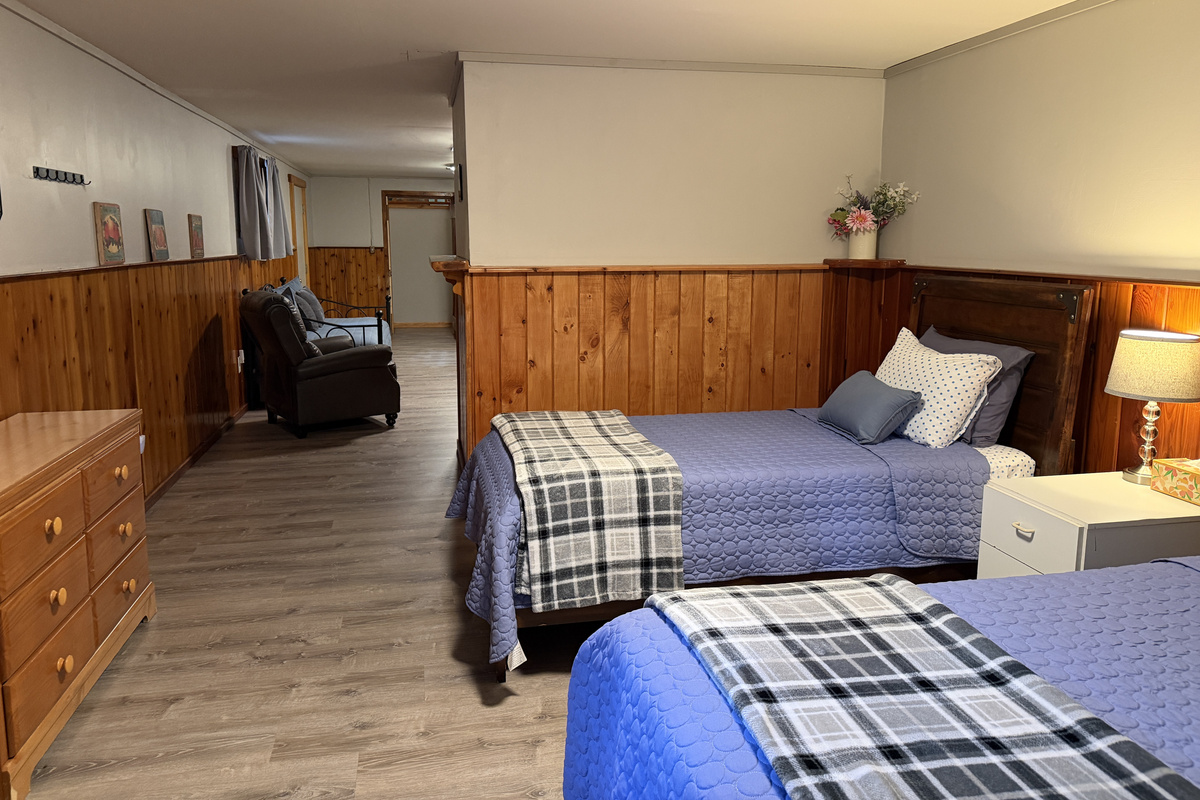 Lower level bedroom w/ double and twin