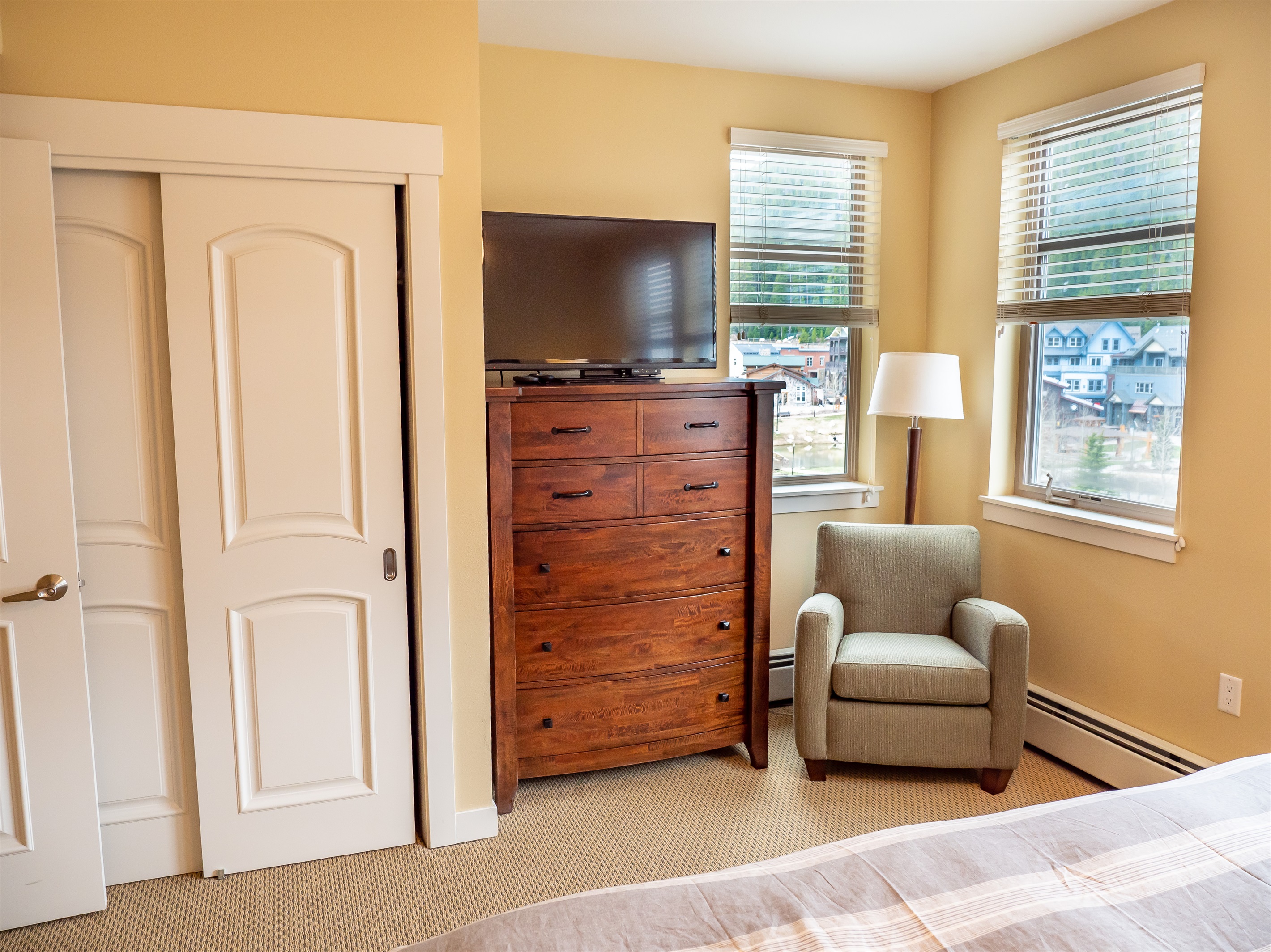 tv shown is now wall mounted above the 5-drawer dresser