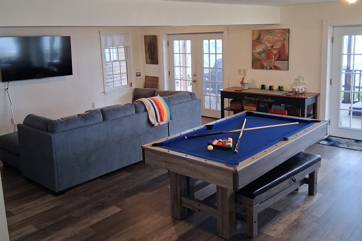 Cozy lower level game room.