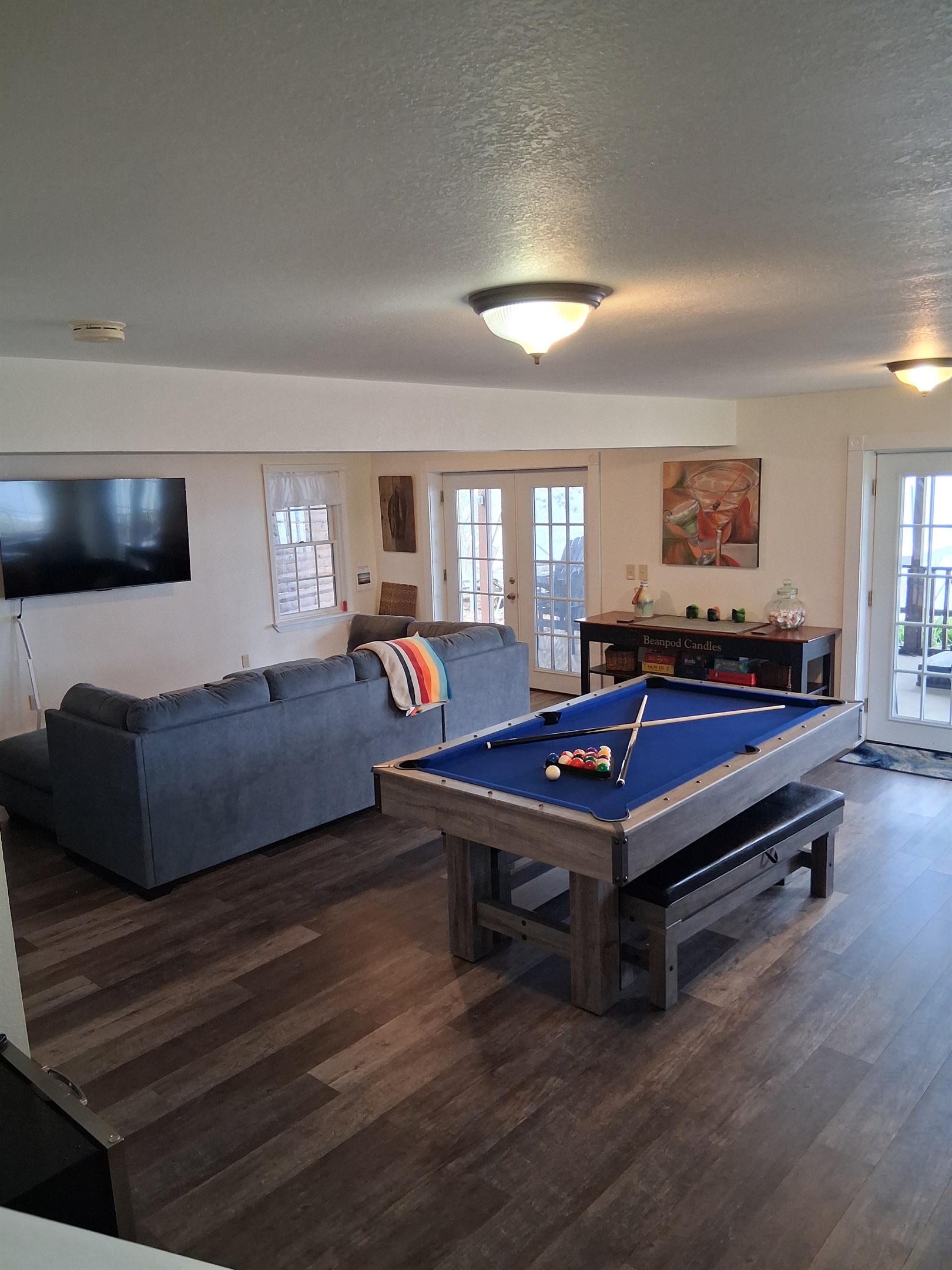 Cozy lower level game room.