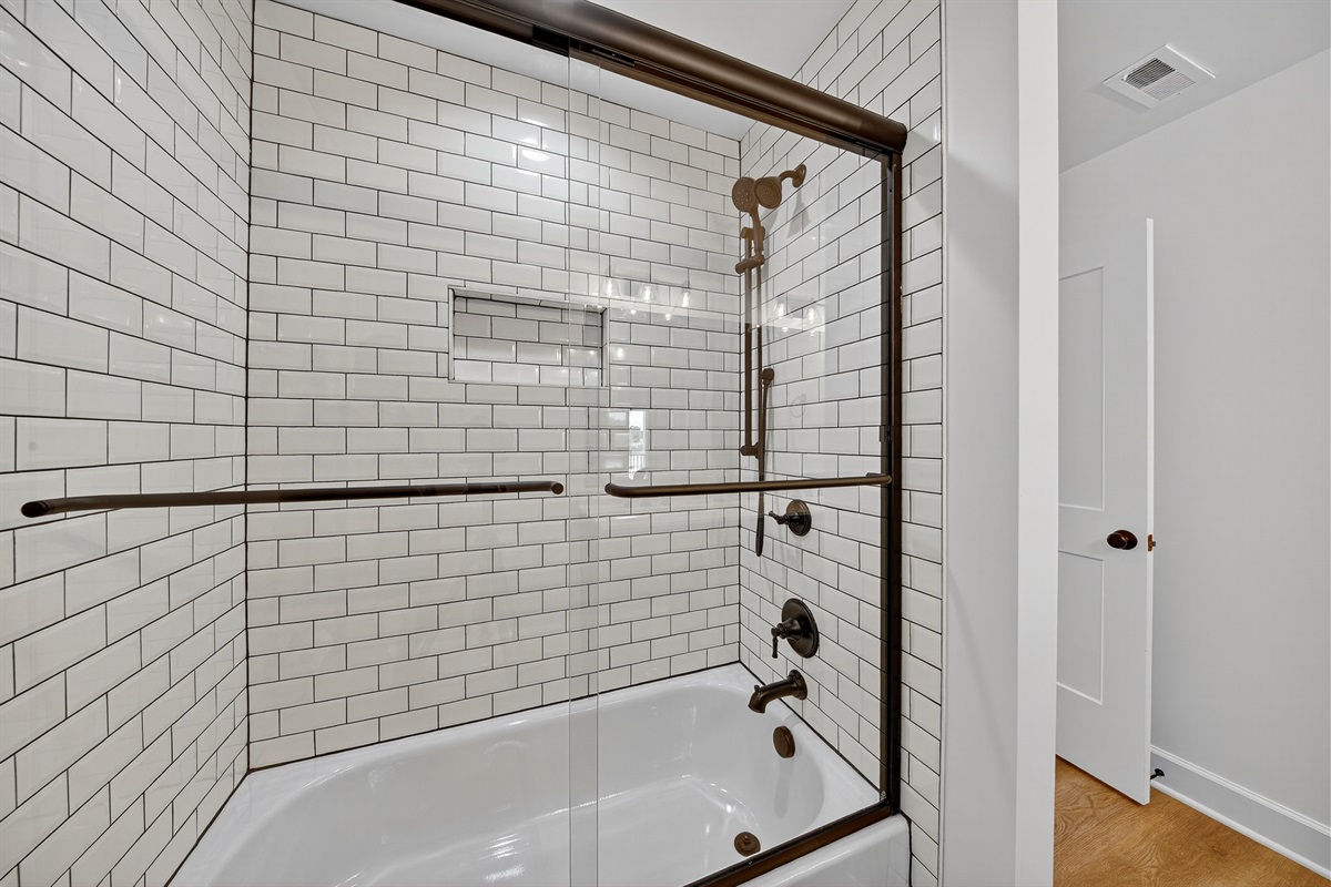 Bright, elegant dual vanity designed for both beauty and functionality, offering ample space to unwind and refresh.
