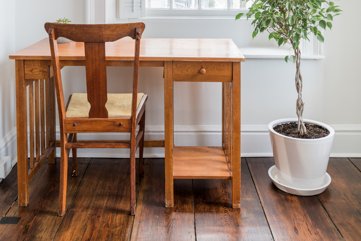 A quiet desk corner in the living room