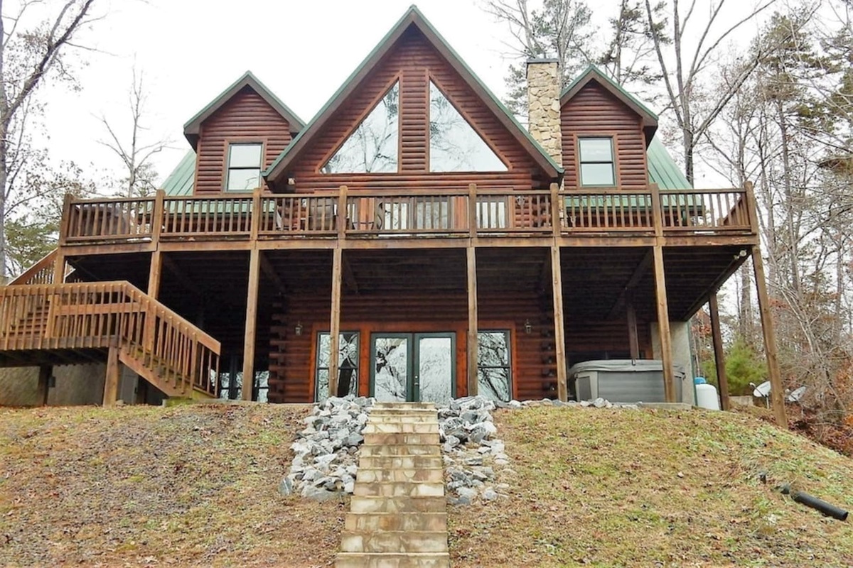 Looking up to the cabin