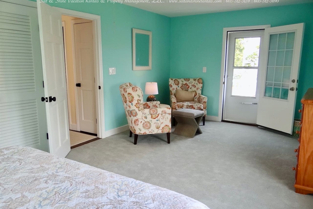 Master sitting area and doors leading to the second story deck!