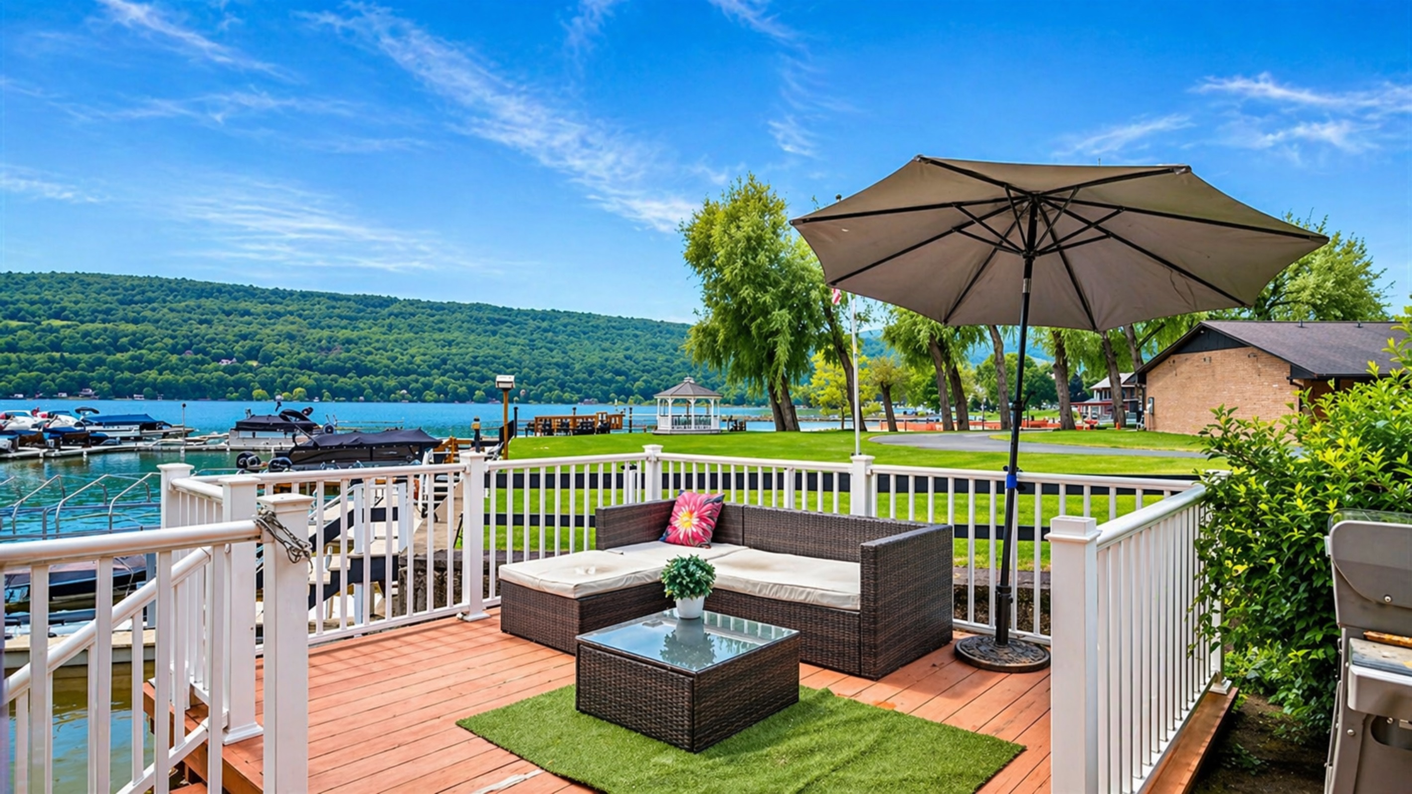 Lakeside charm with private docks and lush lawn space—perfect for waterfront living or short-term rental potential! 🚤🌿