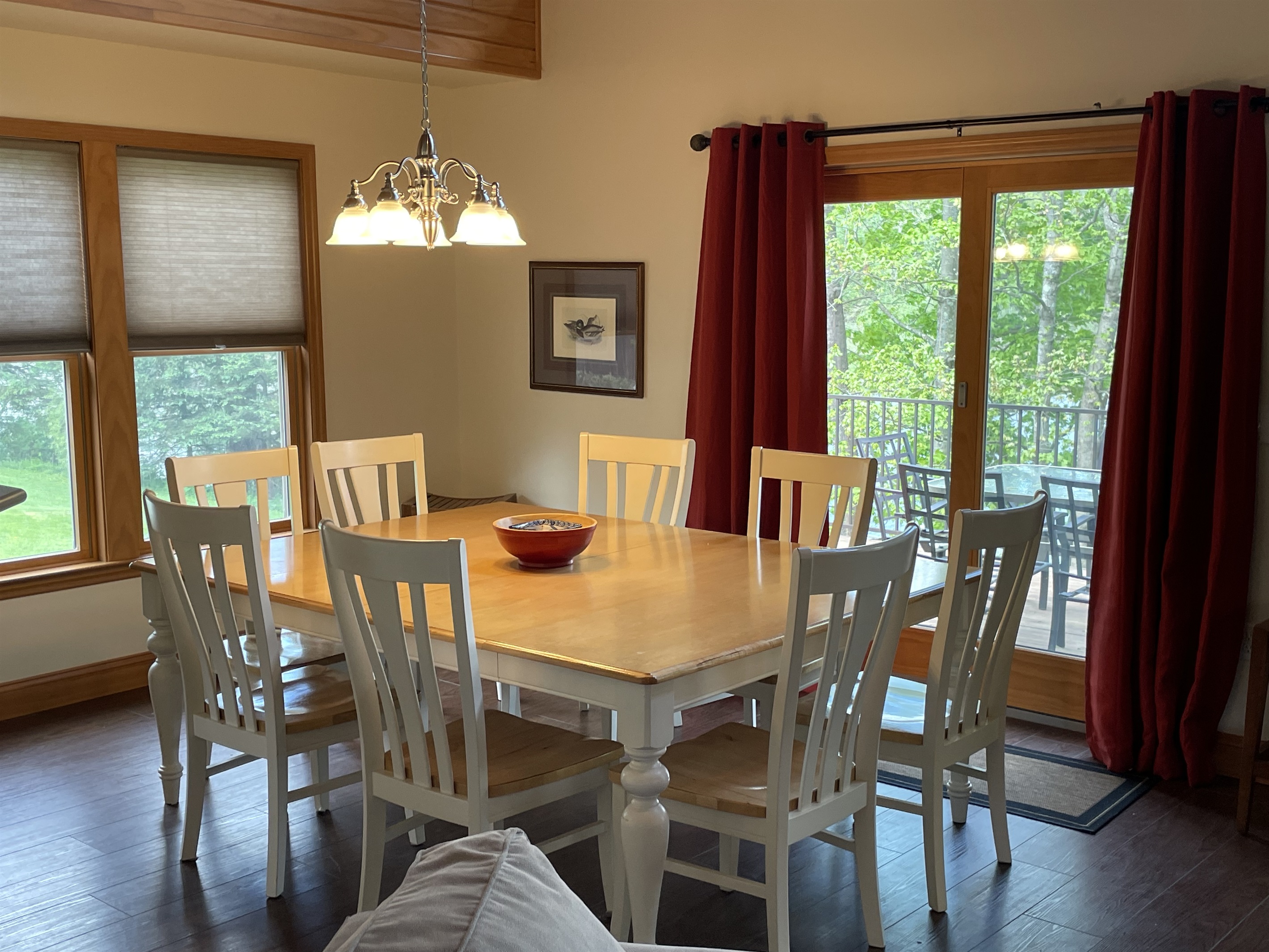 Dining area with deck beyond