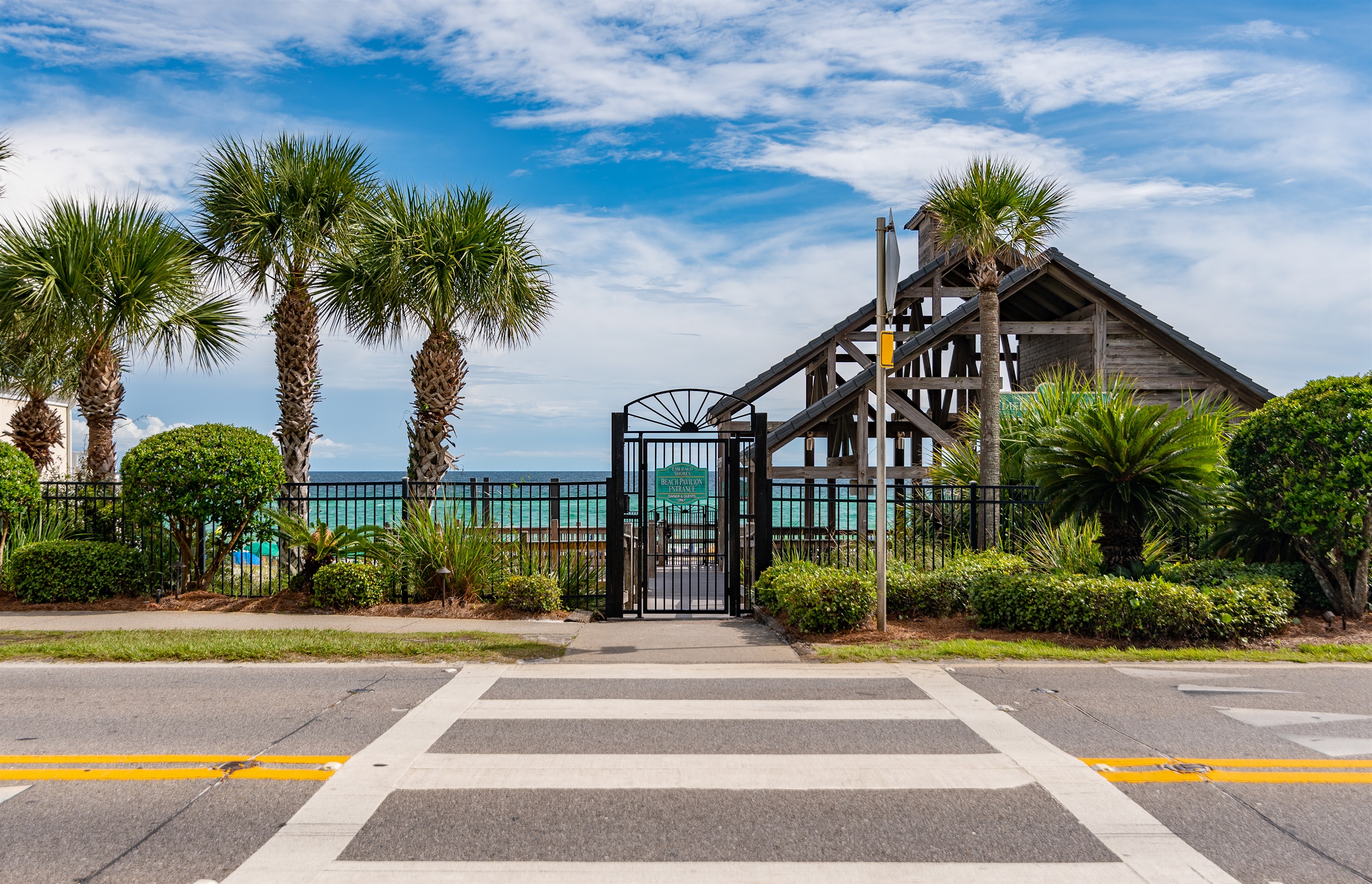 Private beach access gate for Emerald Shores guests