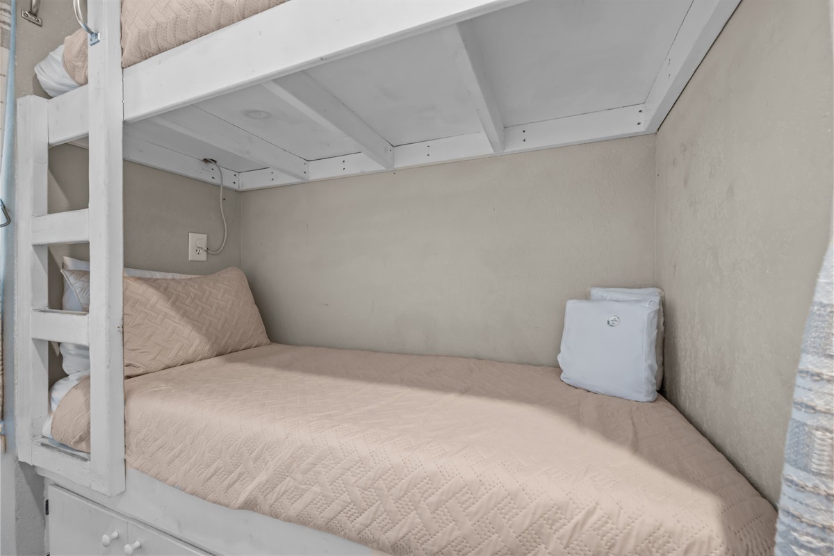 Bunks are slightly shorter than full size twins, open space is about 6ft