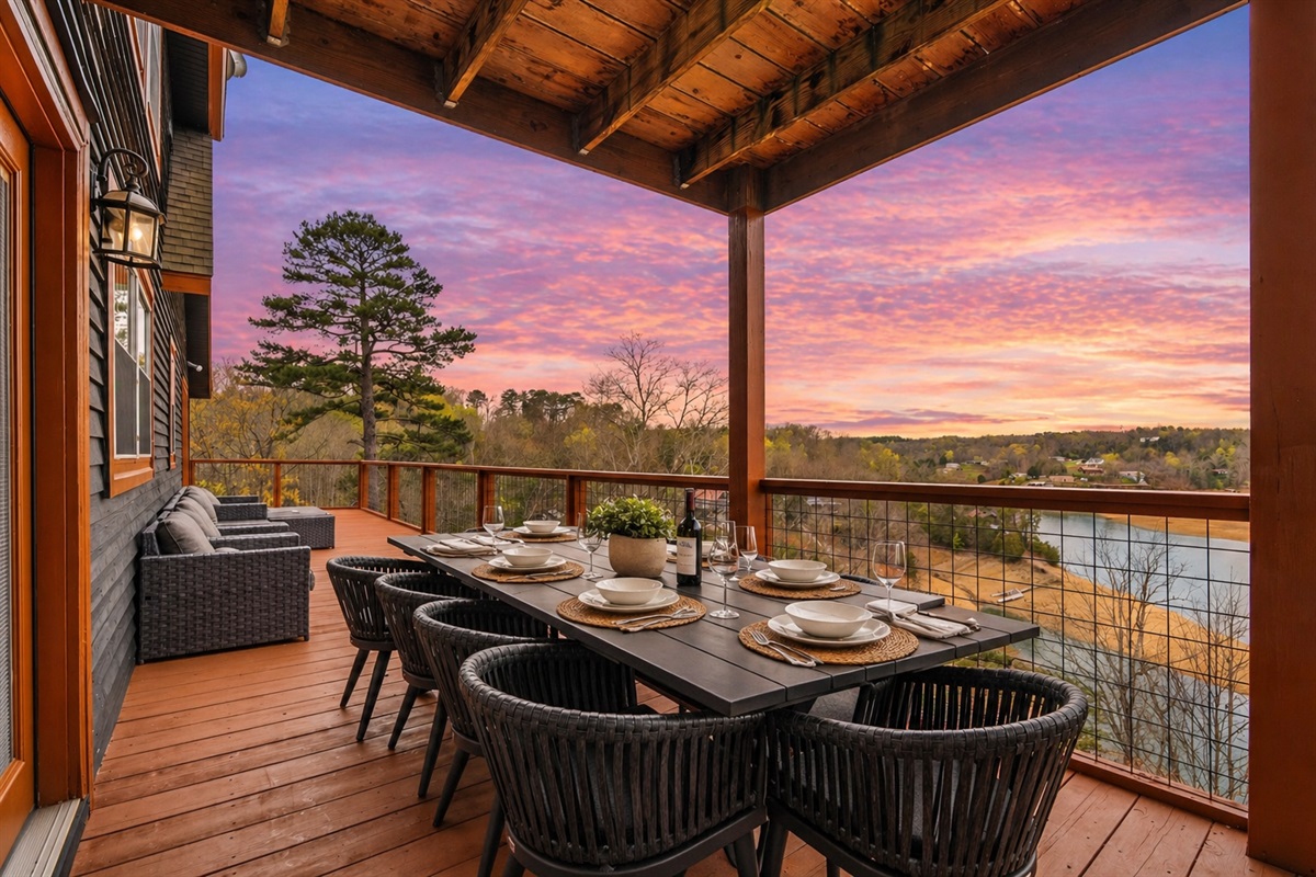 Beautiful outdoor dining setup (seats 10) with views for miles! 