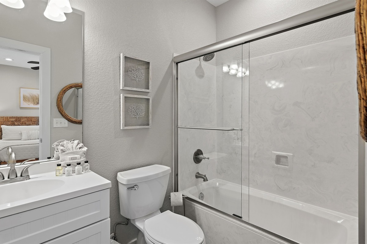 Bathroom #3: Private attached bathroom with shower/tub combo